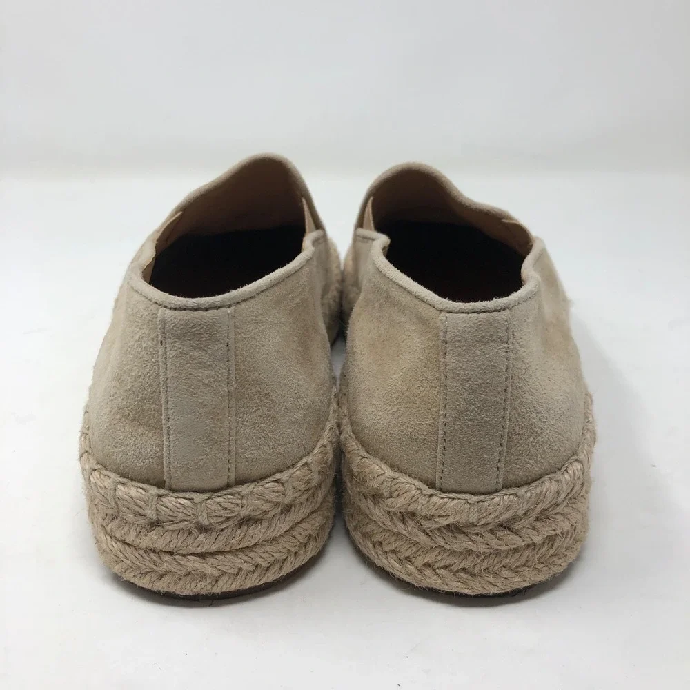 Vince Upton Espadrilles Platform Flats Womens 5 Cappuccino Beige Suede Leather